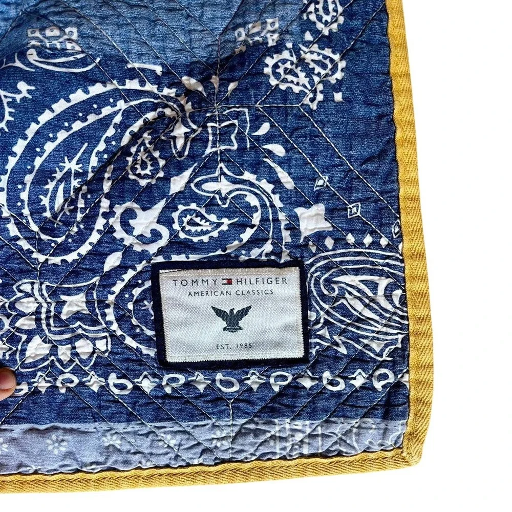 Tommy Hilfiger American Flag Quilt Bandana Patchwork Paisley Americana Folk USA